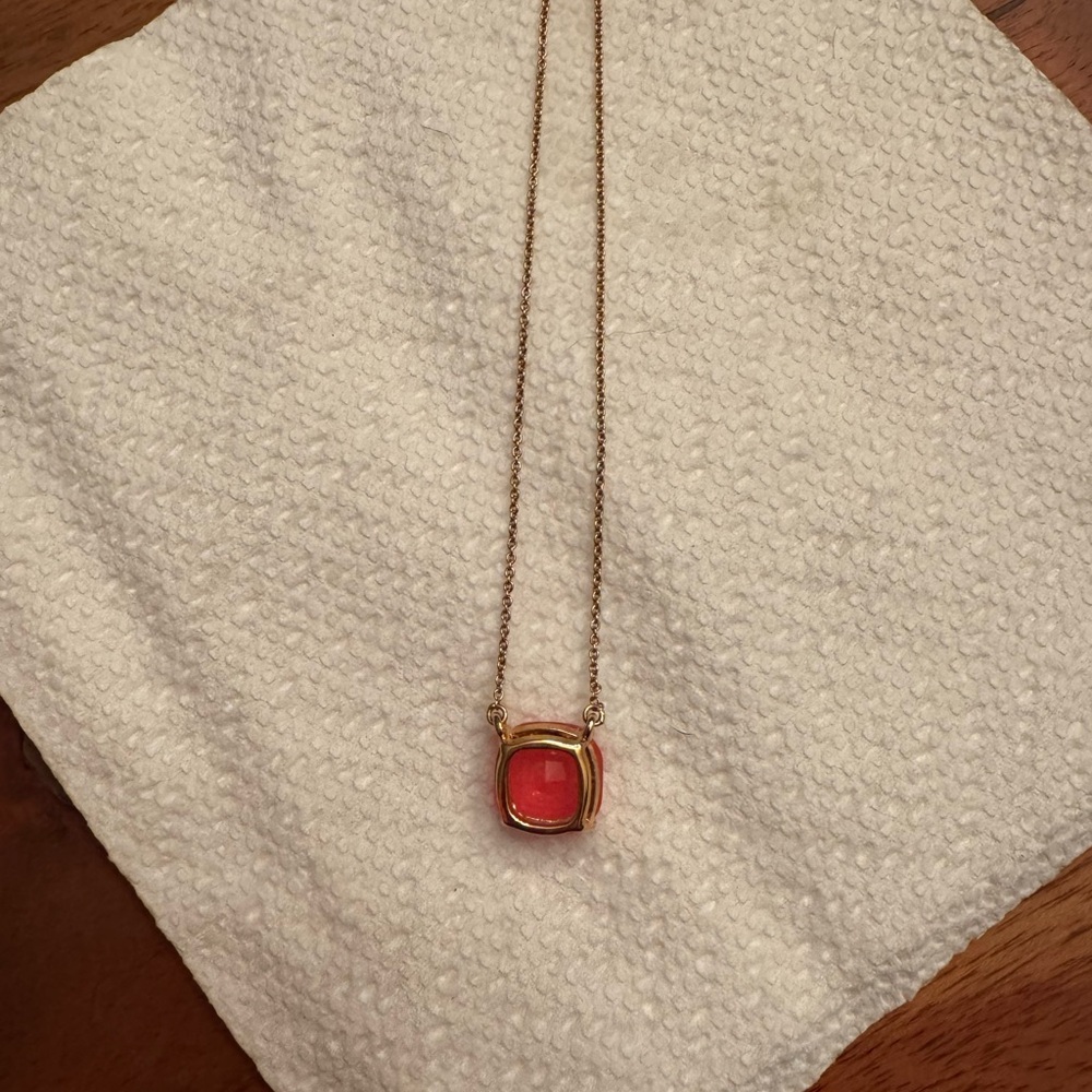 Kate Spade Gold Necklace with bright pink Pendant - Picture 5 of 5